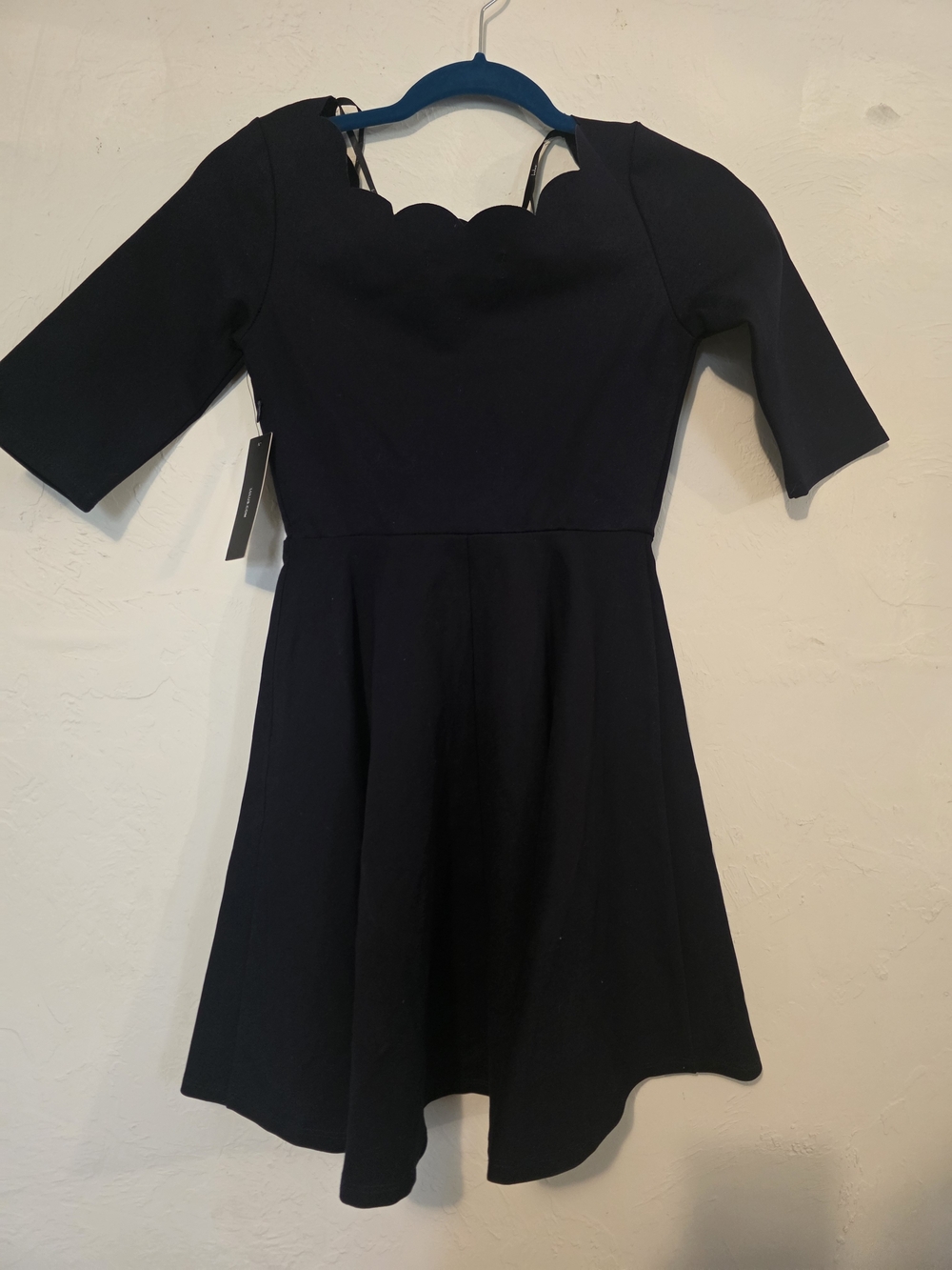 Lulu's Navy Scallop-Neck Fit & Flare Dress